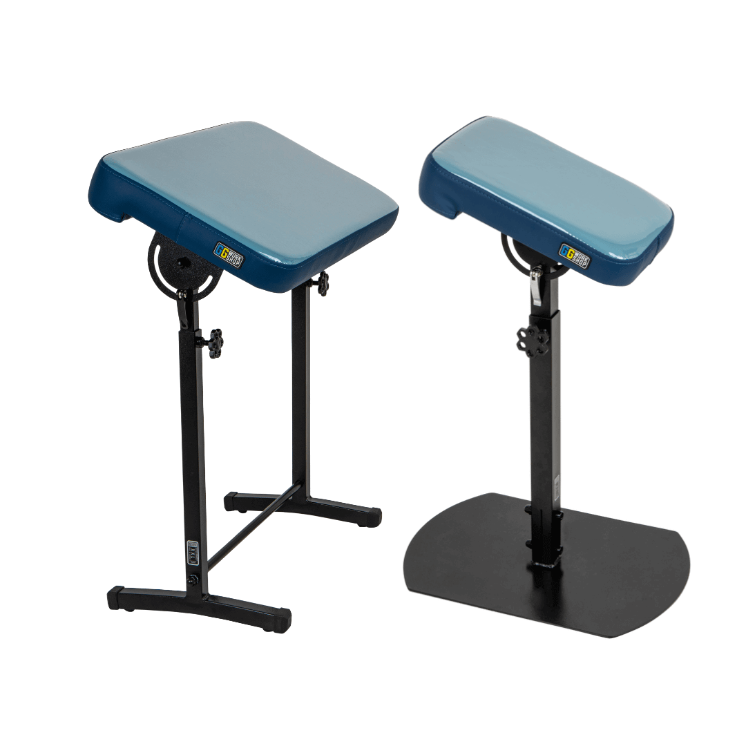 Adjustable vinyl tattoo armrest and arm rest set for tattooing sessions.