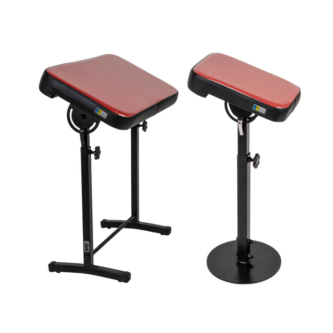 Adjustable vinyl tattoo armrest set with red cushions, perfect for tattoo armrests or tattoo pillows for clients, customized for comfort.