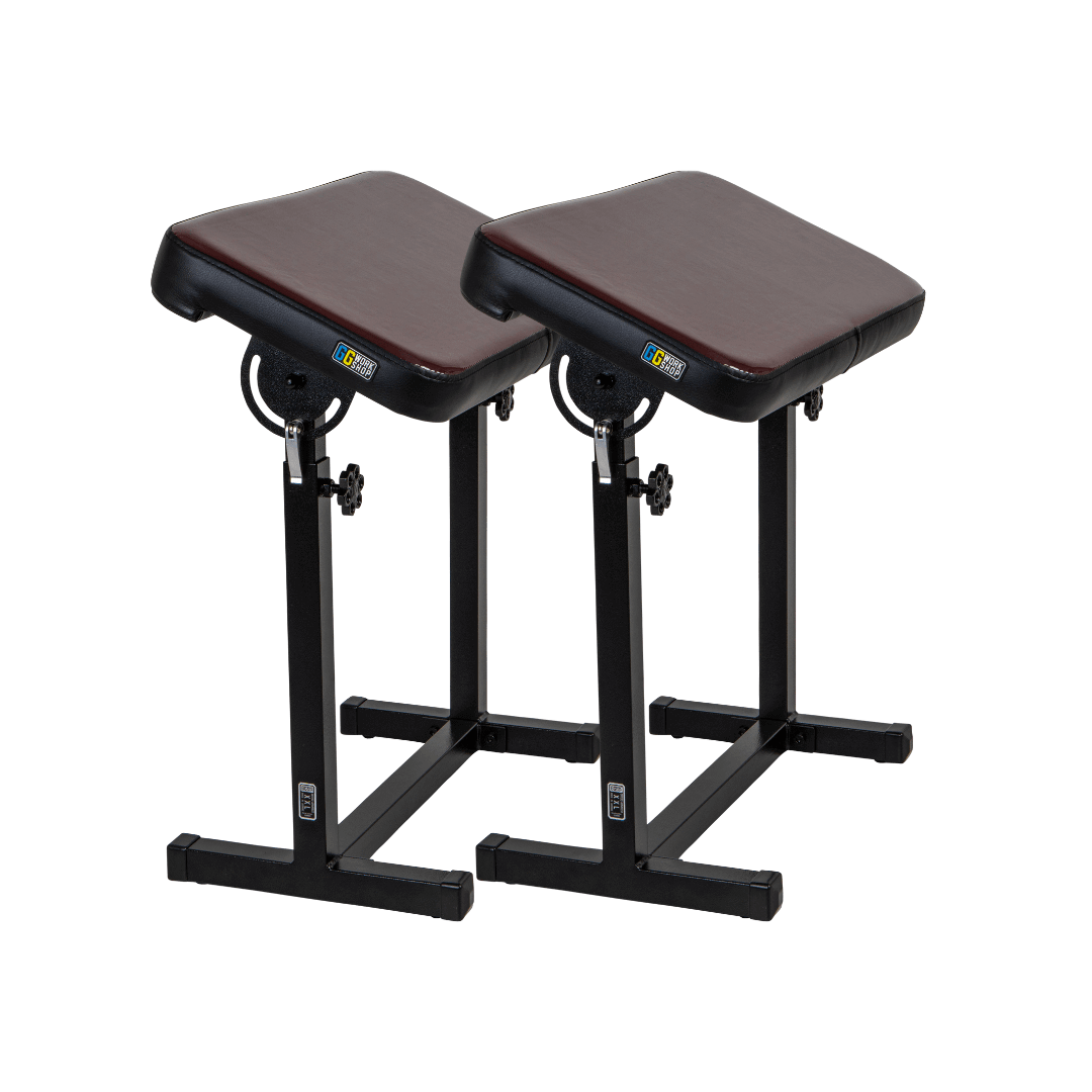 Pair of adjustable vinyl tattoo armrests for client comfort.